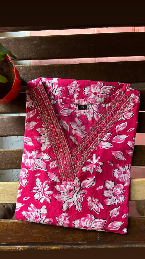 V neck cotton kurti