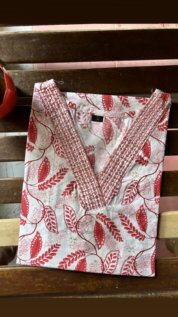 V neck cotton kurti