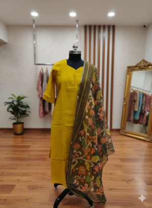 Plain top with kota dupatta