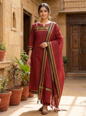 Kanchi cotton kurti with dupatta