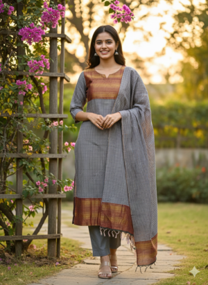 Kanchi cotton kurti with dupatta