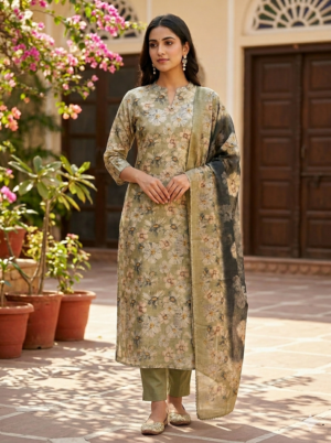 Russian silk kurti with dupatta