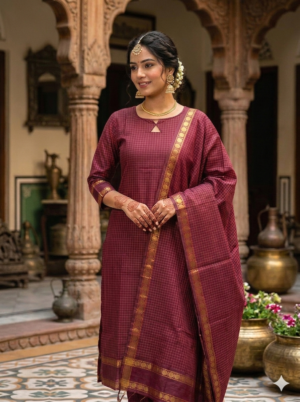 Kanchi cotton kurti with dupatta