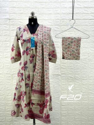 Anarkali & palazzo Cotton 3pc sets