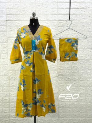 Cambric cotton Aline kurti sets