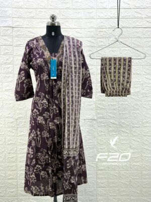 Anarkali & palazzo Cotton 3pc sets