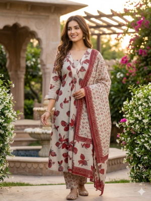 Anarkali & palazzo Cotton 3pc sets