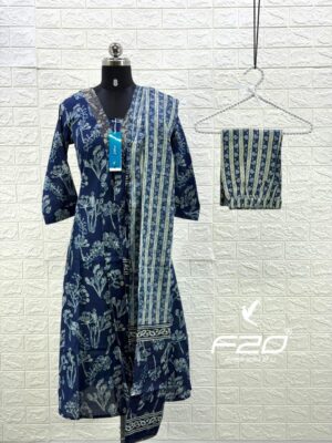 Anarkali & palazzo Cotton 3pc sets