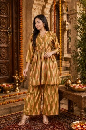 Ikkat peplum Kurti sets