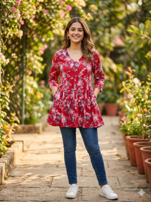 Cotton short peplum kurtis