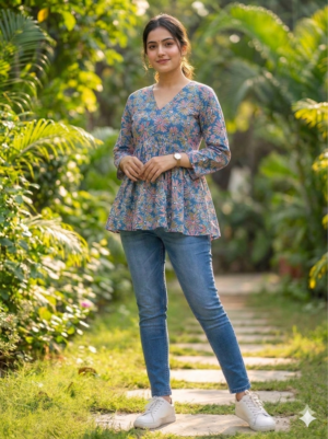 Cotton short peplum kurtis
