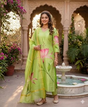 Tussar silk kurti with dupatta