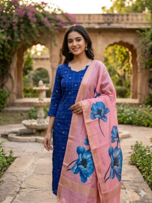 Raw silk kurti with dupatta