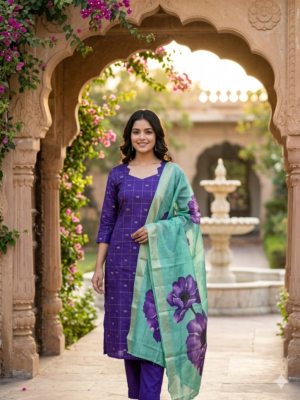 Raw silk kurti with dupatta