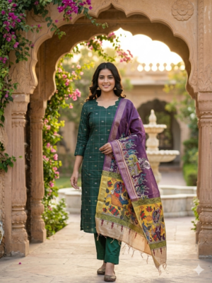 Raw silk kurti with dupatta