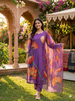 Tussar silk kurti with dupatta