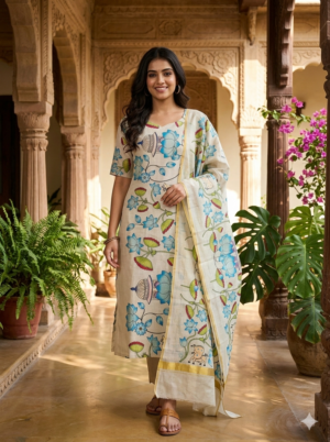 Tussar silk kurti with dupatta