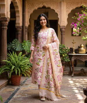 Tussar silk kurti with dupatta