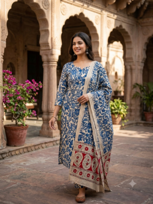 Kalamkari top & dupatta set