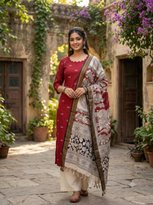 Raw silk kurti with Chennuri silk dupatta