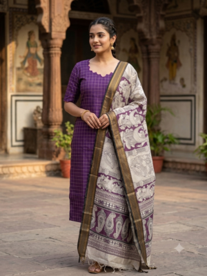 Raw silk kurti with Chennuri silk dupatta