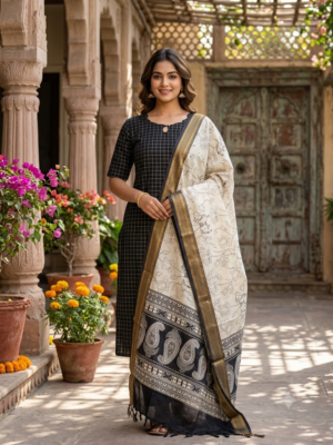 Raw silk kurti with Chennuri silk dupatta