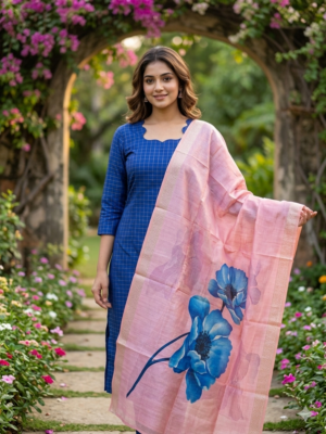 Raw silk kurti with dupatta