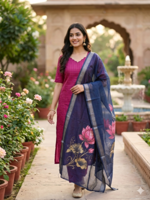 Raw silk kurti with dupatta
