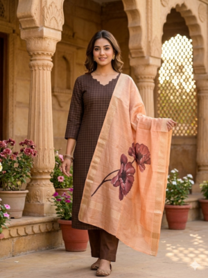 Raw silk kurti with dupatta