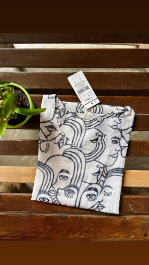 Linen zari kurti with lining
