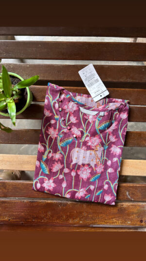 Linen zari kurti with lining