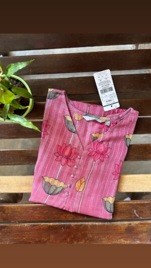 Linen zari kurti with lining