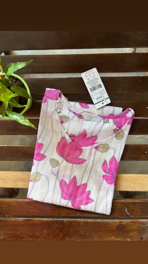 Linen zari kurti with lining