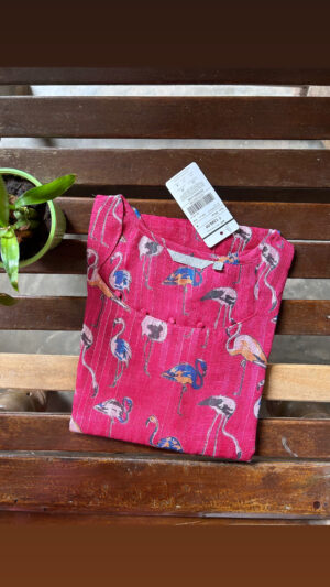Linen zari kurti with lining