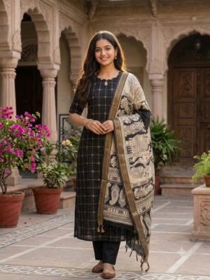 Raw silk kurti with Chennuri silk dupatta