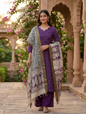 Raw silk kurti with Chennuri silk dupatta