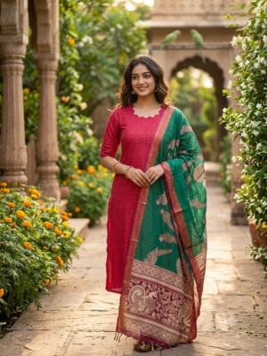 Raw silk kurti with Chennuri silk dupatta