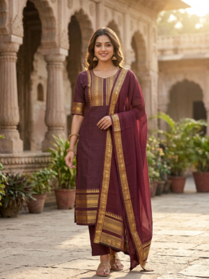 Kanchi cotton kurti with georgette dupatta
