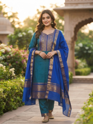 Kanchi cotton kurti with georgette dupatta