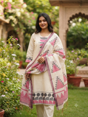 Premium jamdhani 3pc sets with lining