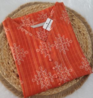 Linen zari kurti with lining
