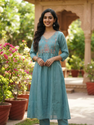Mul chanderi Aline kurti Sets with link