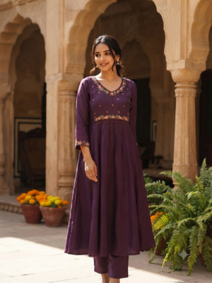 Mul chanderi Aline kurti Sets with link