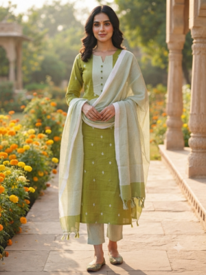 Handloom south cotton 3pc sets with lining