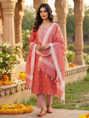 Handloom south cotton 3pc sets with lining