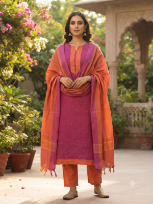 Handloom south cotton 3pc sets with lining