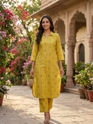 Handloom cotton Kurti sets with lining