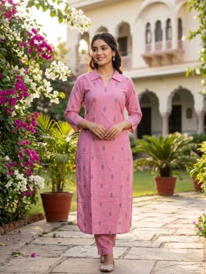 Handloom cotton Kurti sets with lining