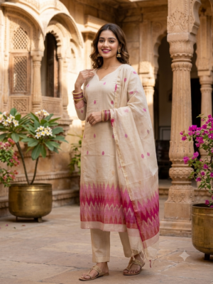 Jamdhani 3pc sets with lining