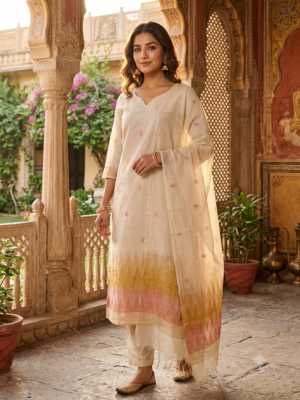 Jamdhani 3pc sets with lining